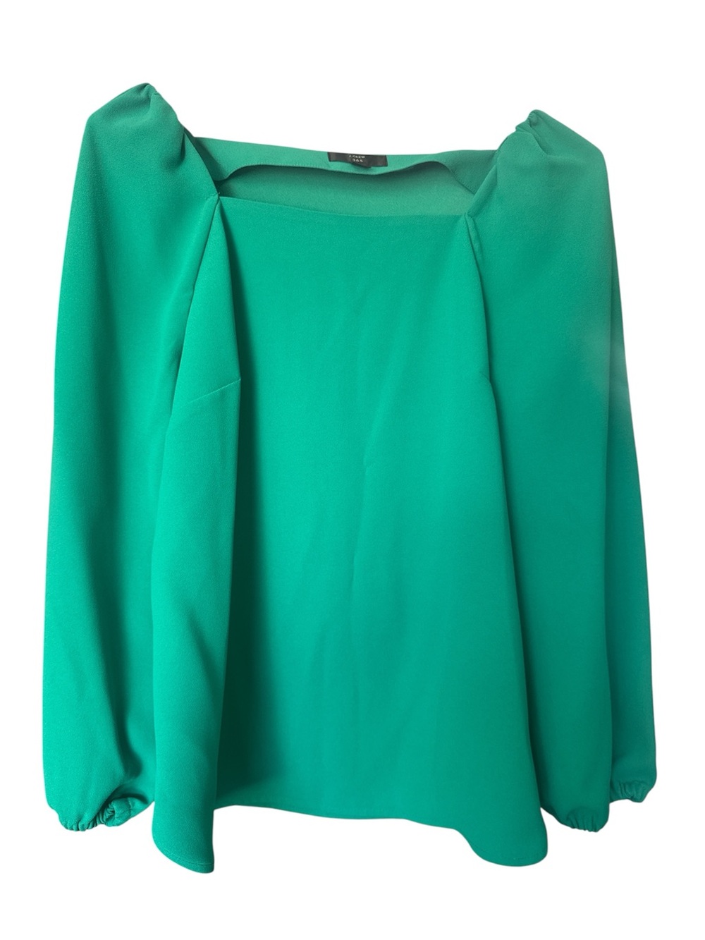 J. Crew Green Puff-Sleeve Square-Neck Blouse
